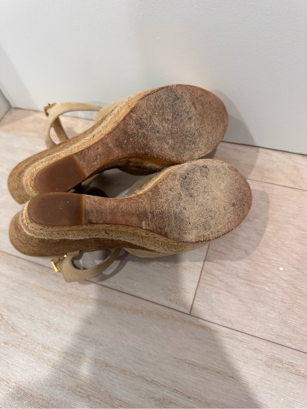 Gucci Tan Suede Wedge Sandals with Ankle Strap - Picture 7 of 10